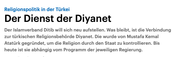 Towards entry "Religious Policies in Turkey – the service of Diyanet: Hüseyin Çiçek on Deutschlandfunk"